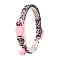 Katthalsband leopard brunt med rosa spänne