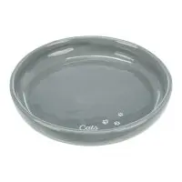 Kattmatskål keramik XL låg kant Grå