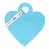 Id-bricka hjärta ljusblå med gravyr