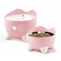 Catit Pixi Combo ROSA - vattenfontän och matskål