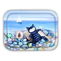 Bricka Strandsatta kattmotiv