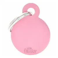 Id-bricka cirkel rosa med gravyr