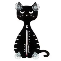 Termometer sittande kattmotiv svart