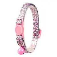 Katthalsband leopard rosa med rosa spänne