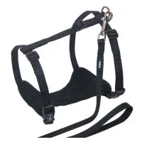 Kattsele med koppel Mesh Svart S-M