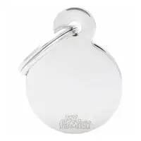 Id-bricka cirkel blank silver med gravyr