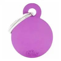 Id-bricka cirkel lila med gravyr