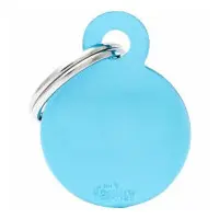 Id-bricka cirkel ljusblå med gravyr