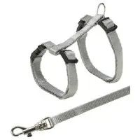 Kattsele med koppel för kattunge Ljusgrå