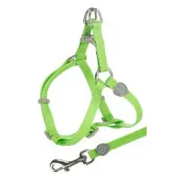 Kattsele med koppel step-in limegrön