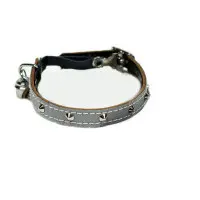 Katthalsband reflex silver med nitar