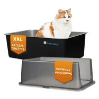 Kattlåda rostfritt stål med kant, matt svart