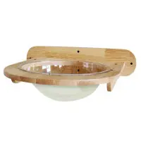 Katthylla med genomskinlig skål