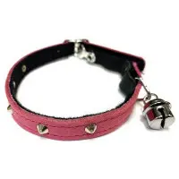 Katthalsband rosa med nitar