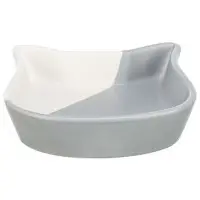 Kattmatskål keramik kattsiluett grå/vit