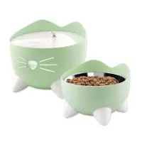 Catit Pixi Combo GRÖN - vattenfontän och matskål