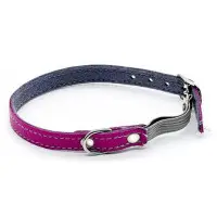 Katthalsband mjukt läder, lila