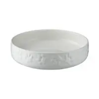 Kattmatskål keramik låg kant vit