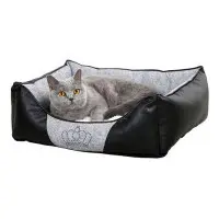 Kattbädd Crown svart grå 55 x 45 cm