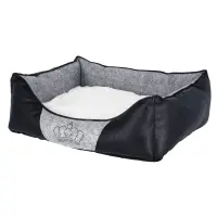 Kattbädd Crown svart grå 55 x 45 cm