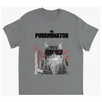 Supercat T shirt med tryck Purrminator grå - Medium