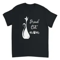 Supercat T shirt med tryck Proud Cat Mom Svart - XL