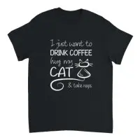 Supercat T shirt med tryck Coffee & Cat Svart - 3XL