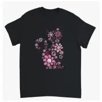 Supercat T shirt med tryck Blommiga katten svart - Small