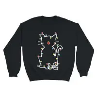 Supercat Sweatshirt Jultröja Kittylights svart - Medium
