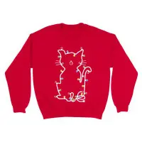 Supercat Sweatshirt Jultröja Kittylights Röd - XXL