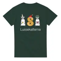 Supercat T shirt med tryck Lussekatterna Mörkgrön - XL