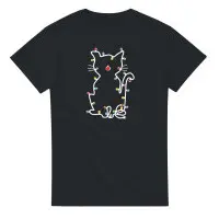 Supercat T shirt med tryck Kittylights svart - Large
