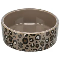 Kattmatskål leopard, keramik - Mörk Leo