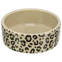 Kattmatskål leopard, keramik - Ljus Leo