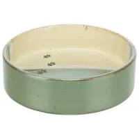 Kattmatskål keramik grön/beige